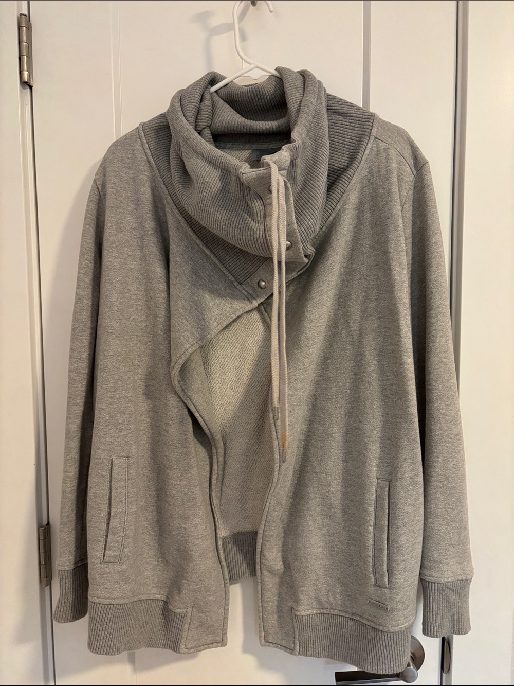 Athleta- Gray Ribbed Funnel/Cowl -Neck Sweatshirt